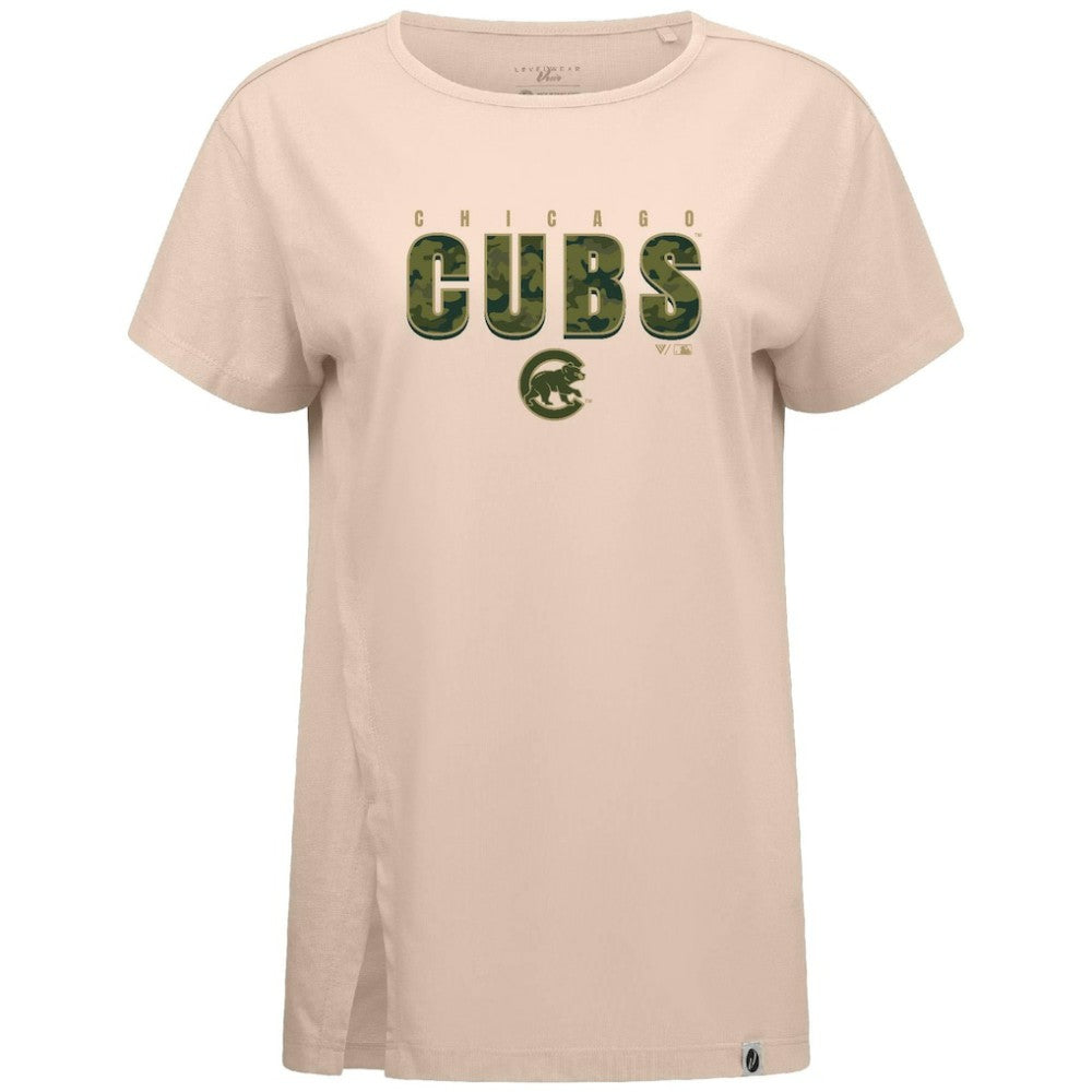 Chicago Cubs Levelwear Women's Influx Protect W T-Shirt - Khaki T-shirts