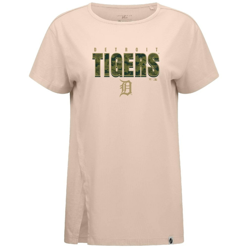Detroit Tigers Levelwear Women's Influx Protect W T-Shirt - Khaki T-shirts