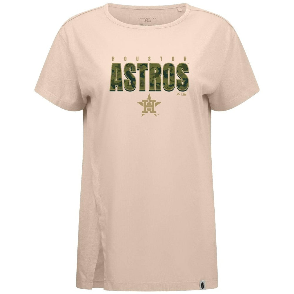 Houston Astros Levelwear Women's Influx Protect W T-Shirt - Khaki T-shirts