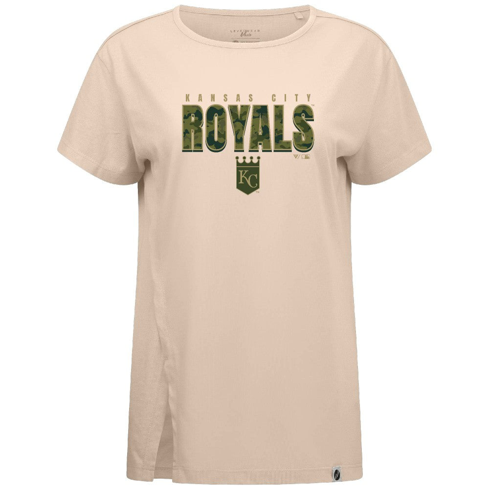 Kansas City Royals Levelwear Women's Influx Protect W T-Shirt - Khaki T-shirts