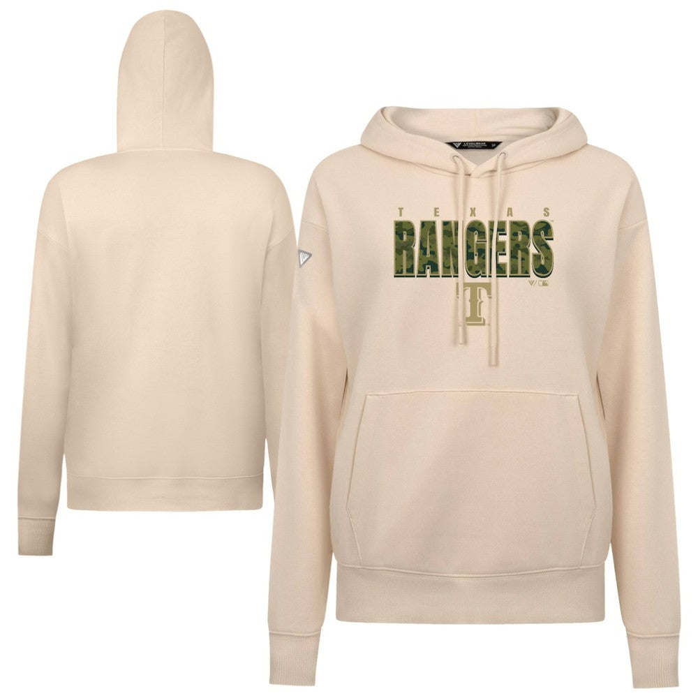 Texas Rangers Levelwear Women's Adorn Protect W Pullover Hoodie - Khaki Hoodies