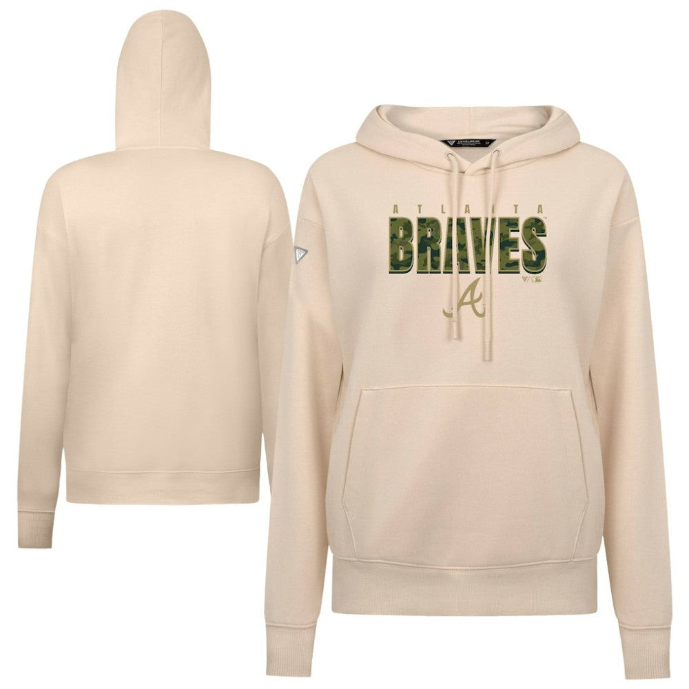Atlanta Braves Levelwear Women's Adorn Protect W Pullover Hoodie - Khaki Hoodies