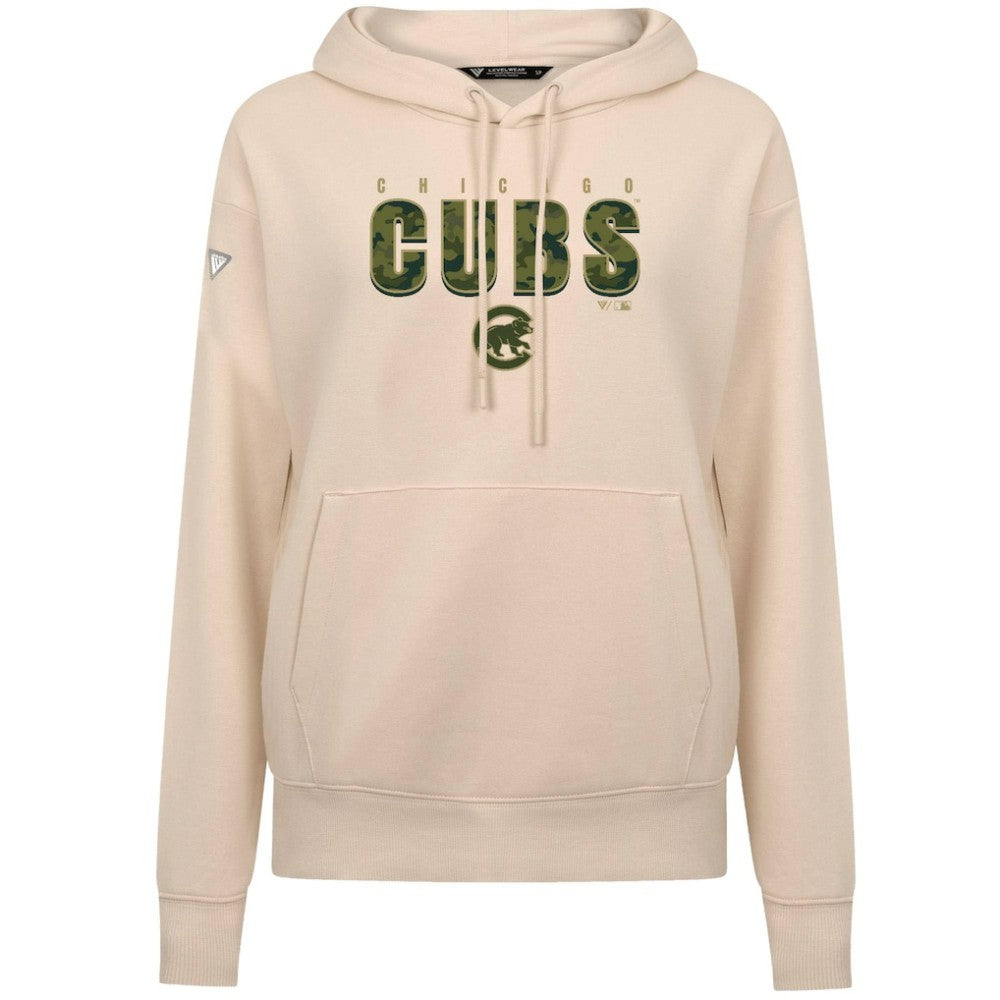 Chicago Cubs Levelwear Women's Adorn Protect W Pullover Hoodie - Khaki Hoodies