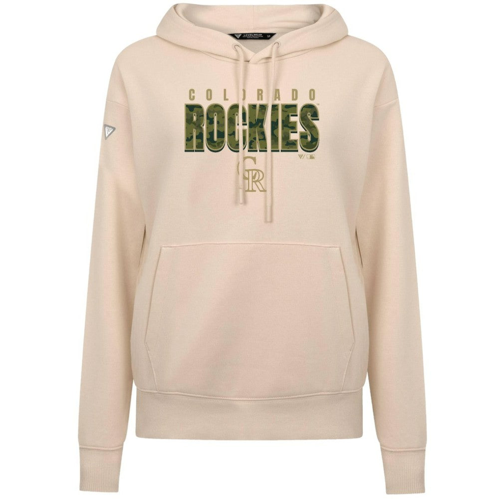 Colorado Rockies Levelwear Women's Adorn Protect W Pullover Hoodie - Khaki Hoodies