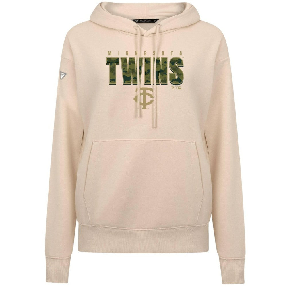Minnesota Twins Levelwear Women's Adorn Protect W Pullover Hoodie - Khaki Hoodies