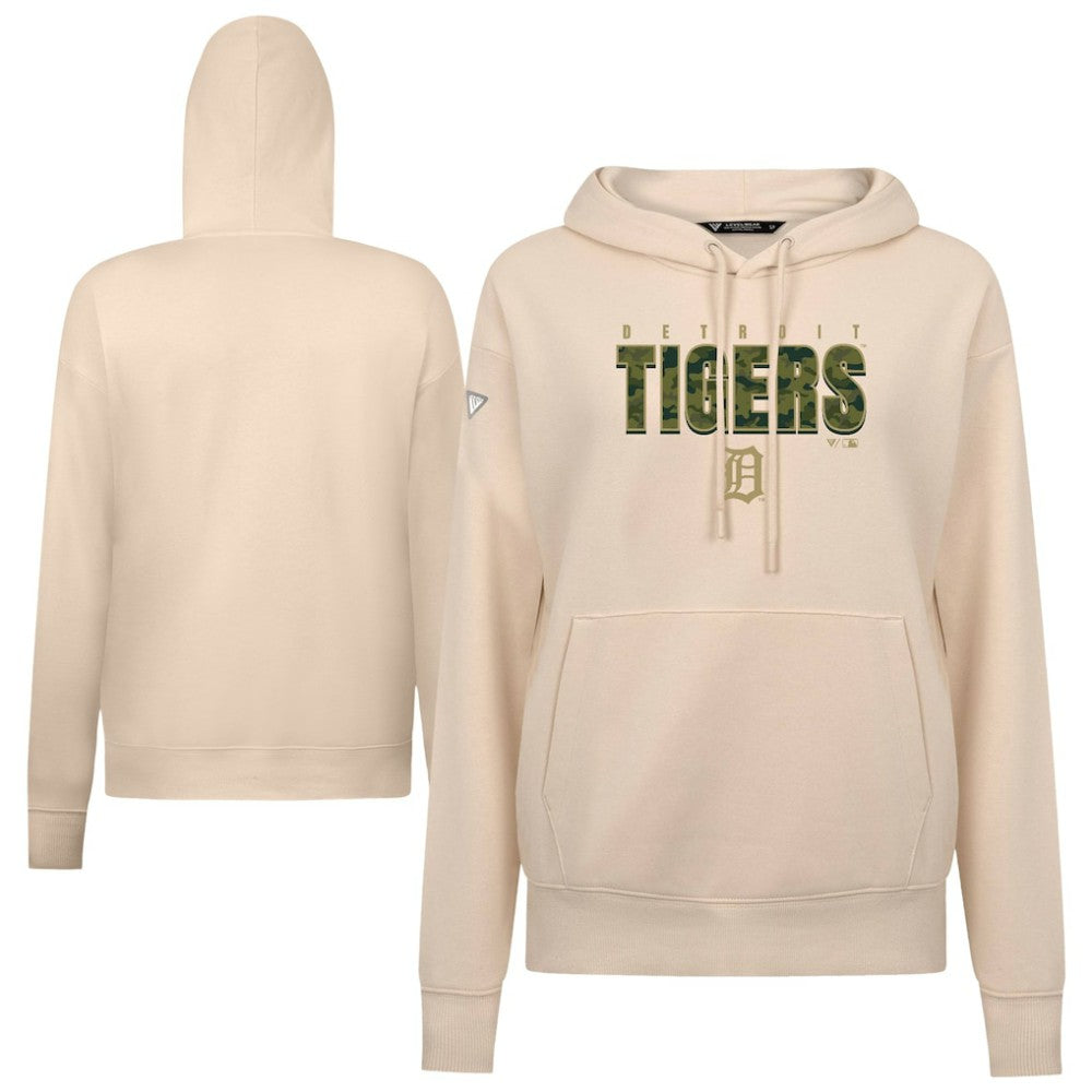 Detroit Tigers Levelwear Women's Adorn Protect W Pullover Hoodie - Khaki Hoodies