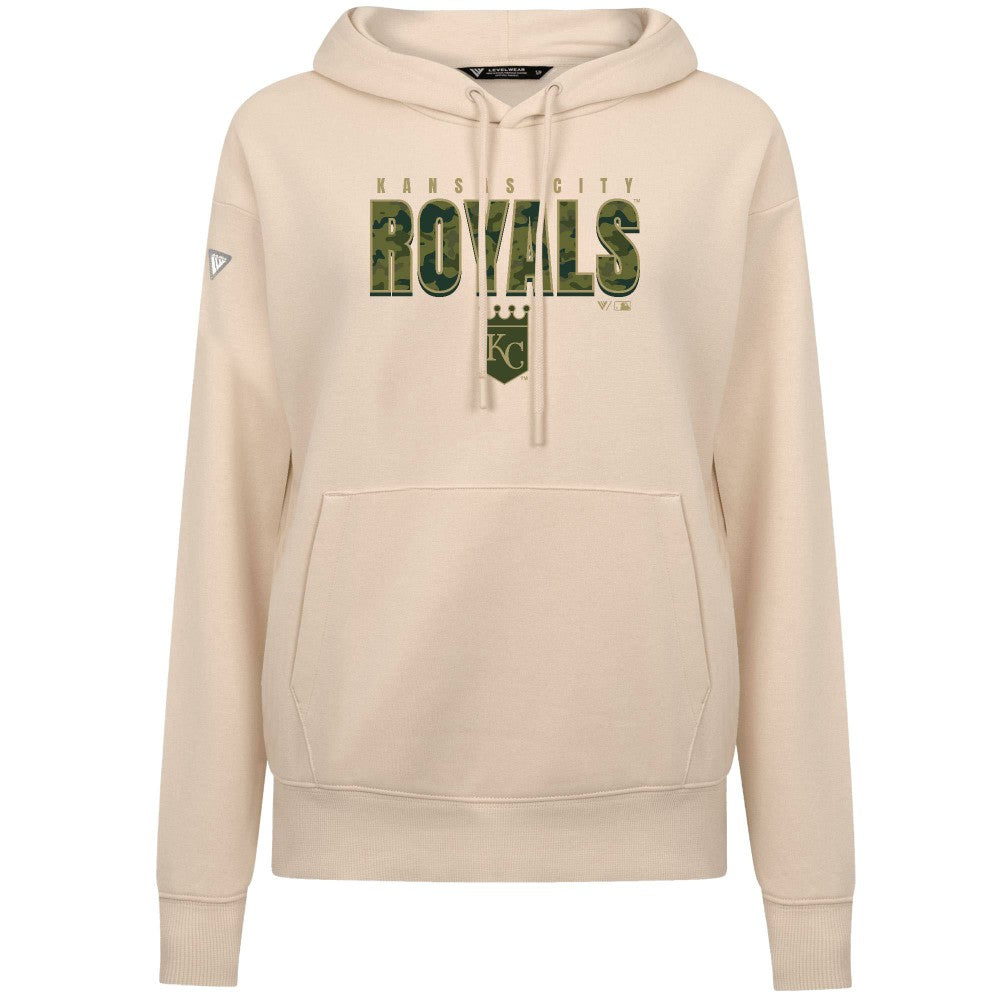 Kansas City Royals Levelwear Women's Adorn Protect W Pullover Hoodie - Khaki Hoodies