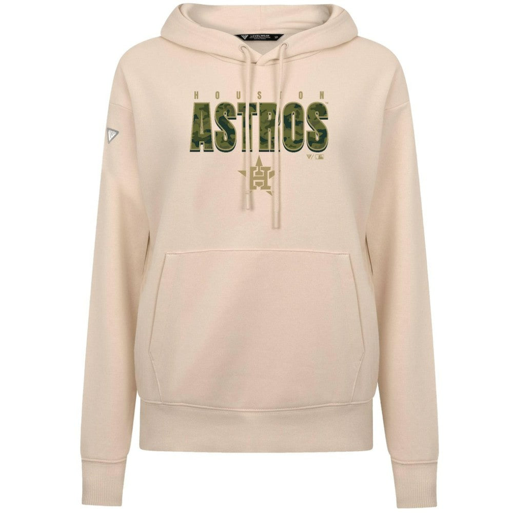 Houston Astros Levelwear Women's Adorn Protect W Pullover Hoodie - Khaki Hoodies
