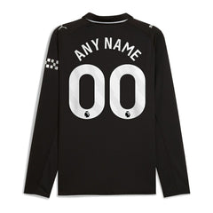 Manchester City 2025/26 Away Replica Long Sleeve Custom Jersey Black