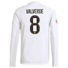 Federico Valverde Real Madrid 2025/26 Home Long Sleeve Jersey White