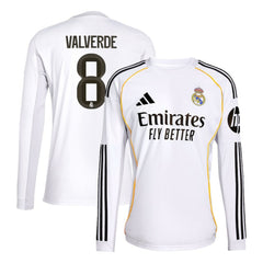 Federico Valverde Real Madrid 2025/26 Home Replica Long Sleeve Jersey White