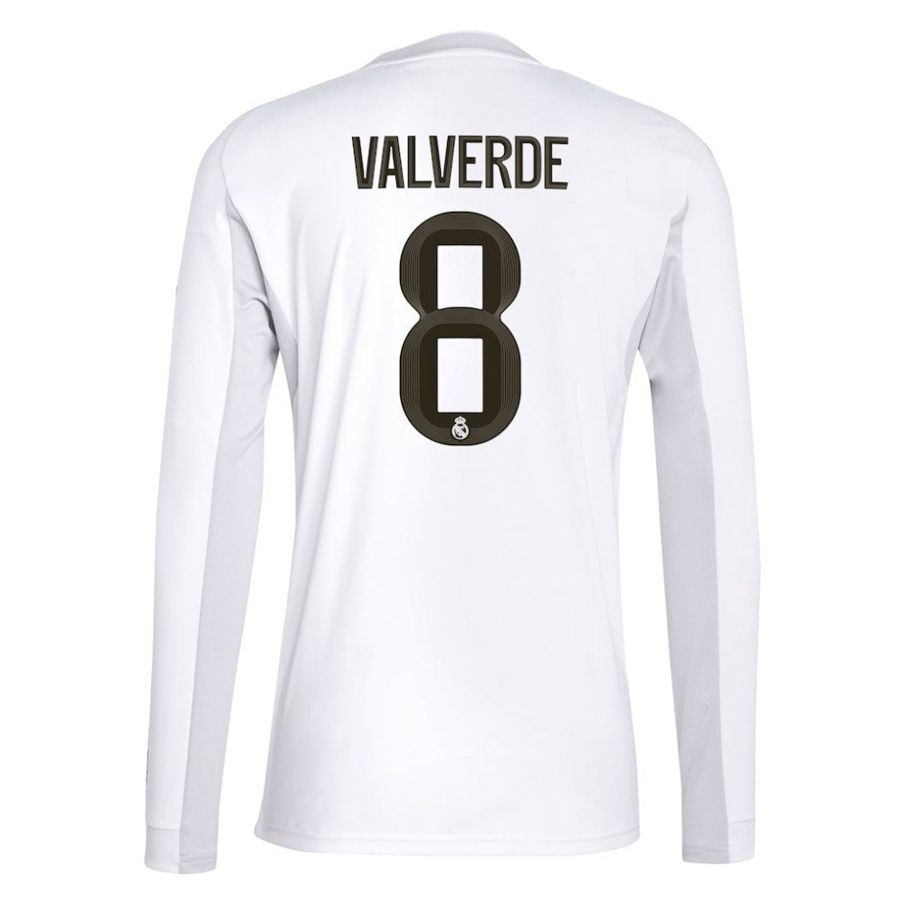 Federico Valverde Real Madrid 2025/26 Home Replica Long Sleeve Jersey White