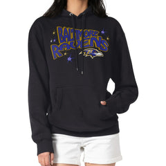 Baltimore Ravens Starter Women's Fireworks Fleece Pullover Hoodie Black