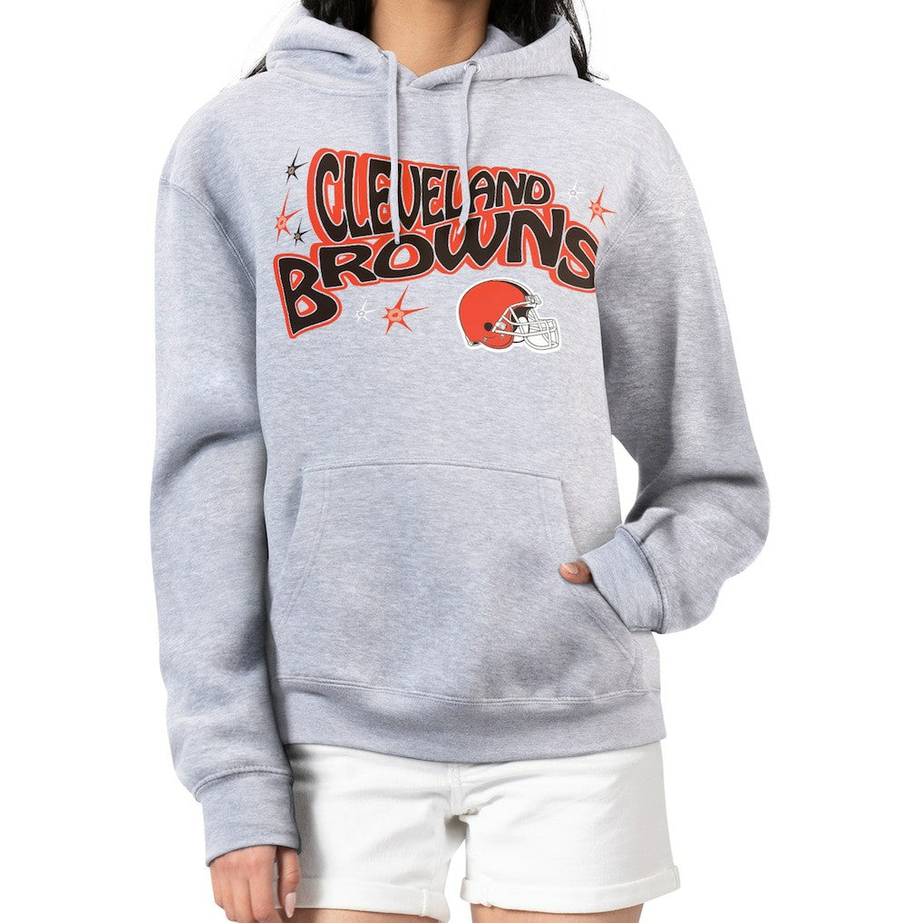 Cleveland Browns Starter Women's Fireworks Fleece Pullover Hoodie Gray
