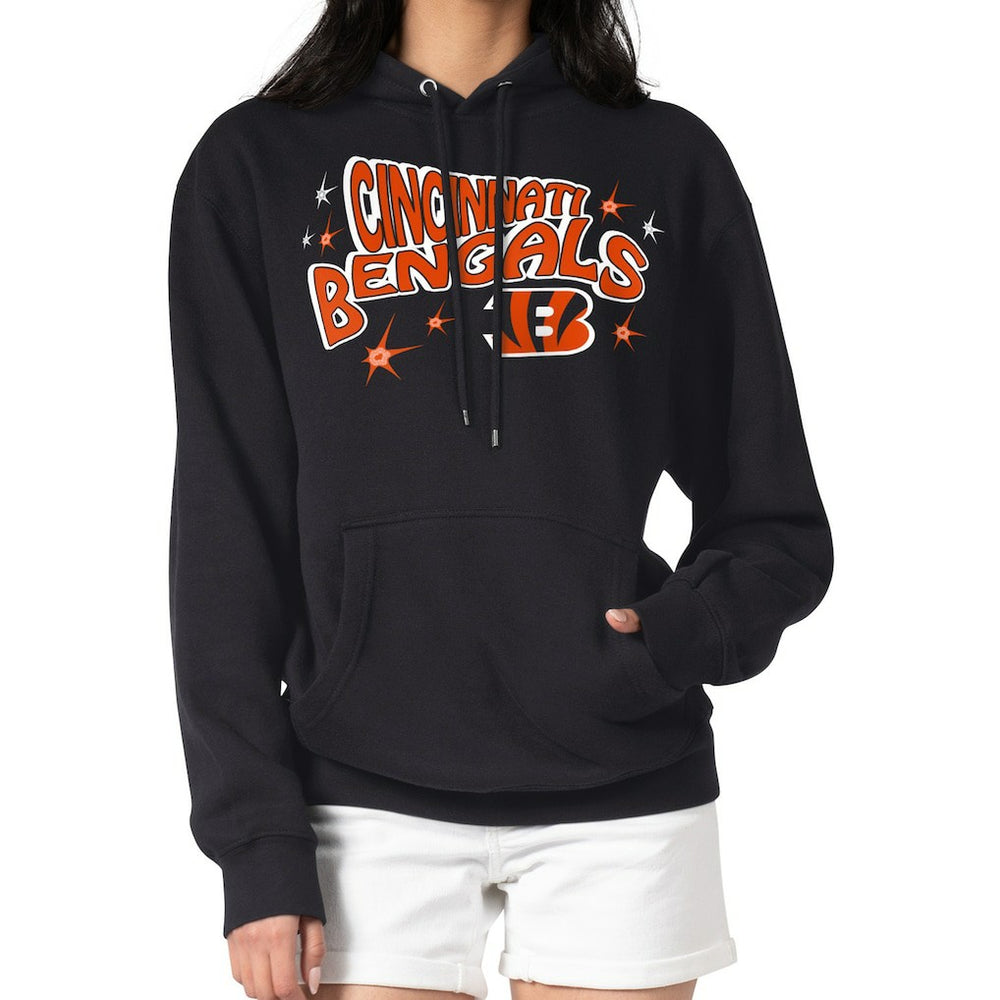 Cincinnati Bengals Starter Women's Fireworks Fleece Pullover Hoodie Black