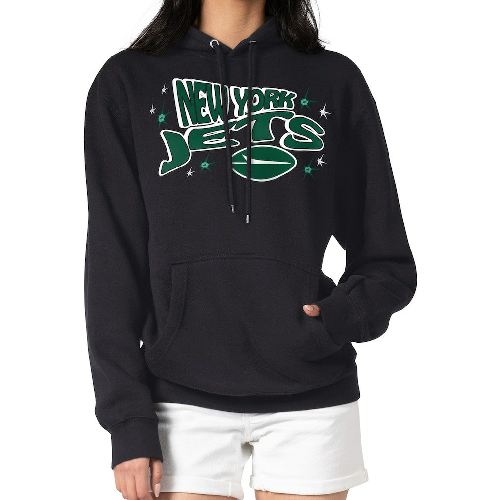 New York Jets Starter Women's Fireworks Fleece Pullover Hoodie Black