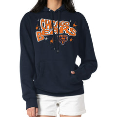 Chicago Bears Starter Women's Fireworks Fleece Pullover Hoodie Navy