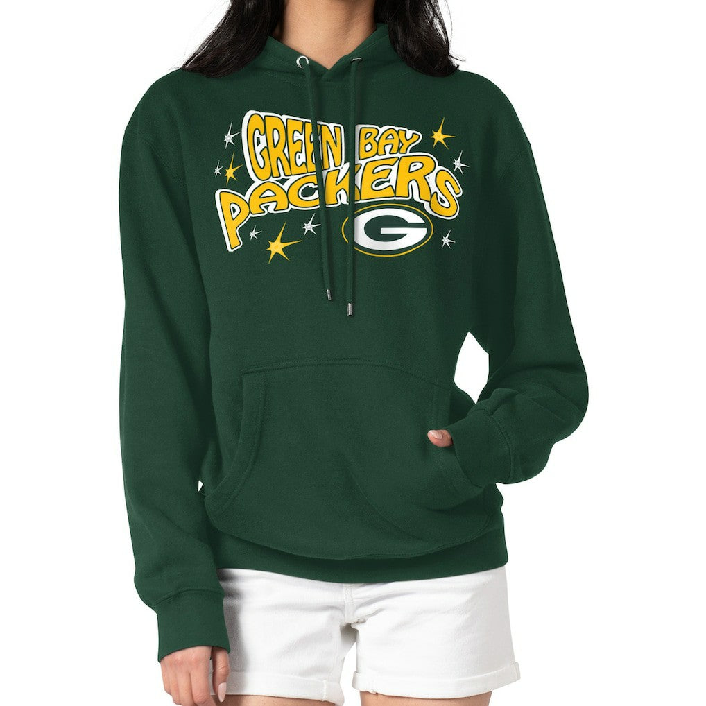 Green Bay Packers Starter Women's Fireworks Fleece Pullover Hoodie Green