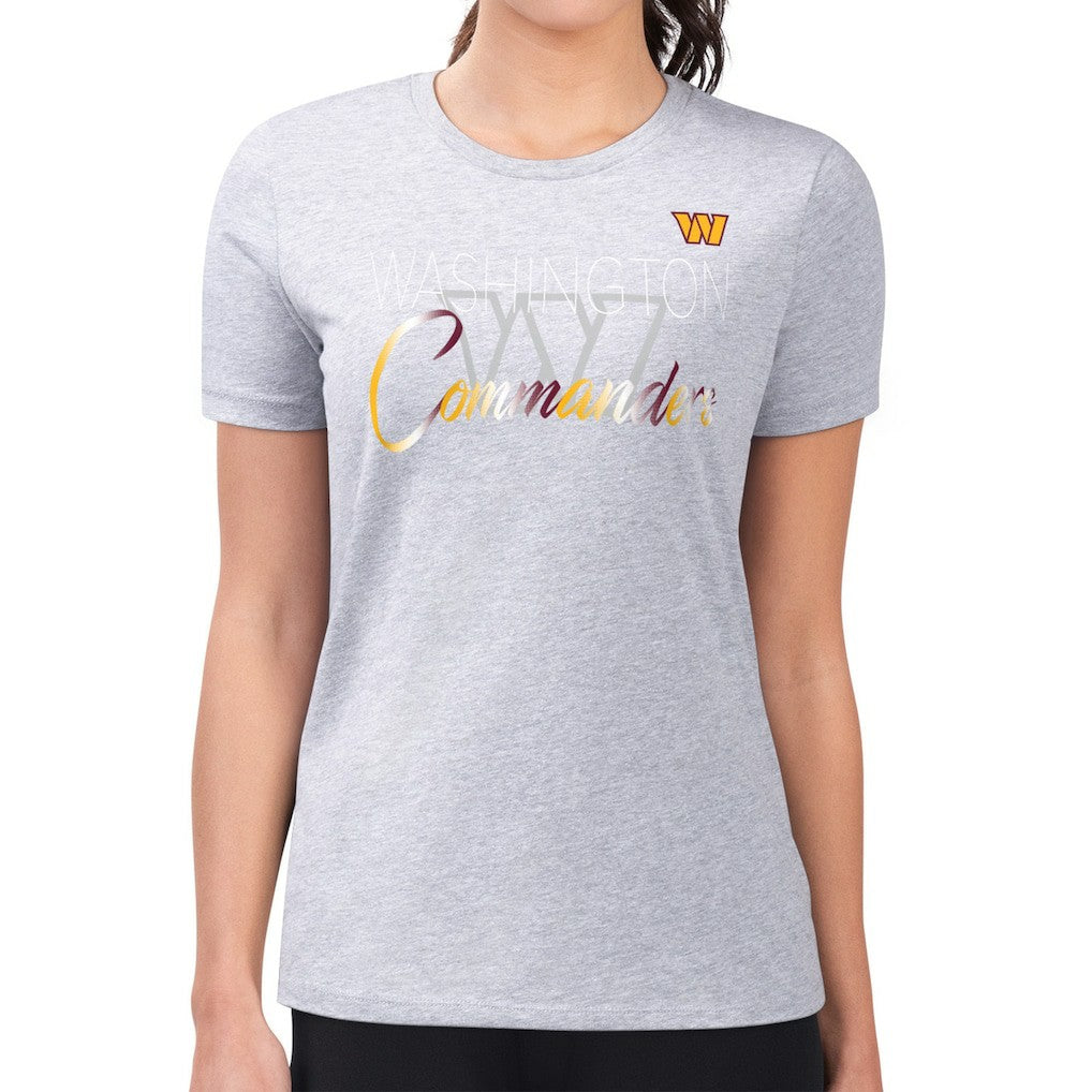 Washington Commanders G-III 4Her by Carl Banks Women's Super-Slim Fit Lightweight Shadow Logo T-Shirt Gray