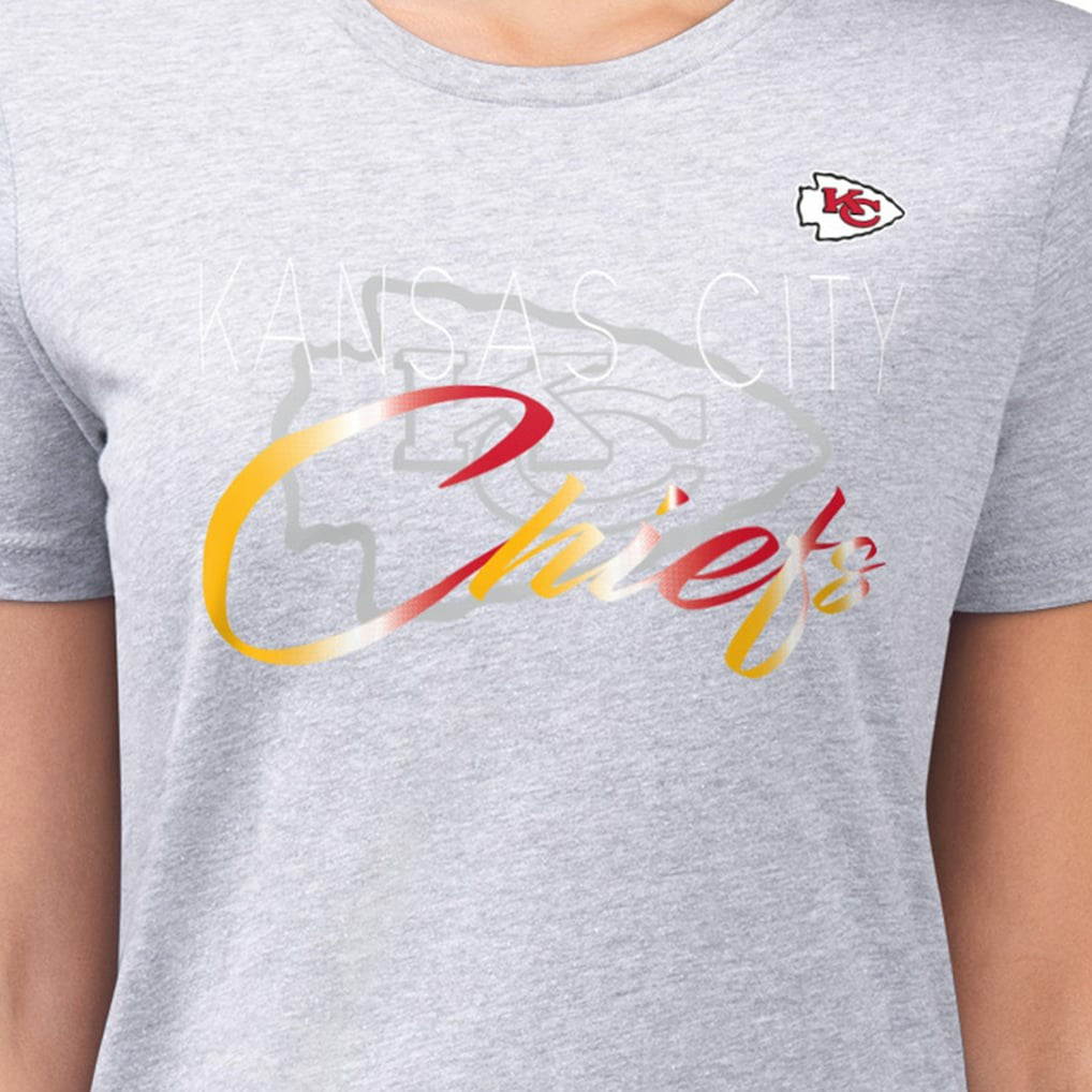 Kansas City Chiefs G-III 4Her by Carl Banks Women's Super-Slim Fit Lightweight Shadow Logo T-Shirt Gray