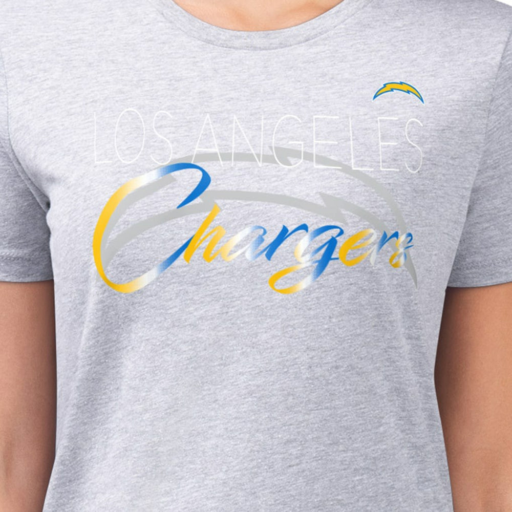 Los Angeles Chargers G-III 4Her by Carl Banks Women's Super-Slim Fit Lightweight Shadow Logo T-Shirt Gray
