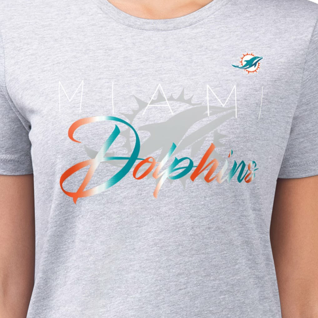 Miami Dolphins G-III 4Her by Carl Banks Women's Super-Slim Fit Lightweight Shadow Logo T-Shirt Gray