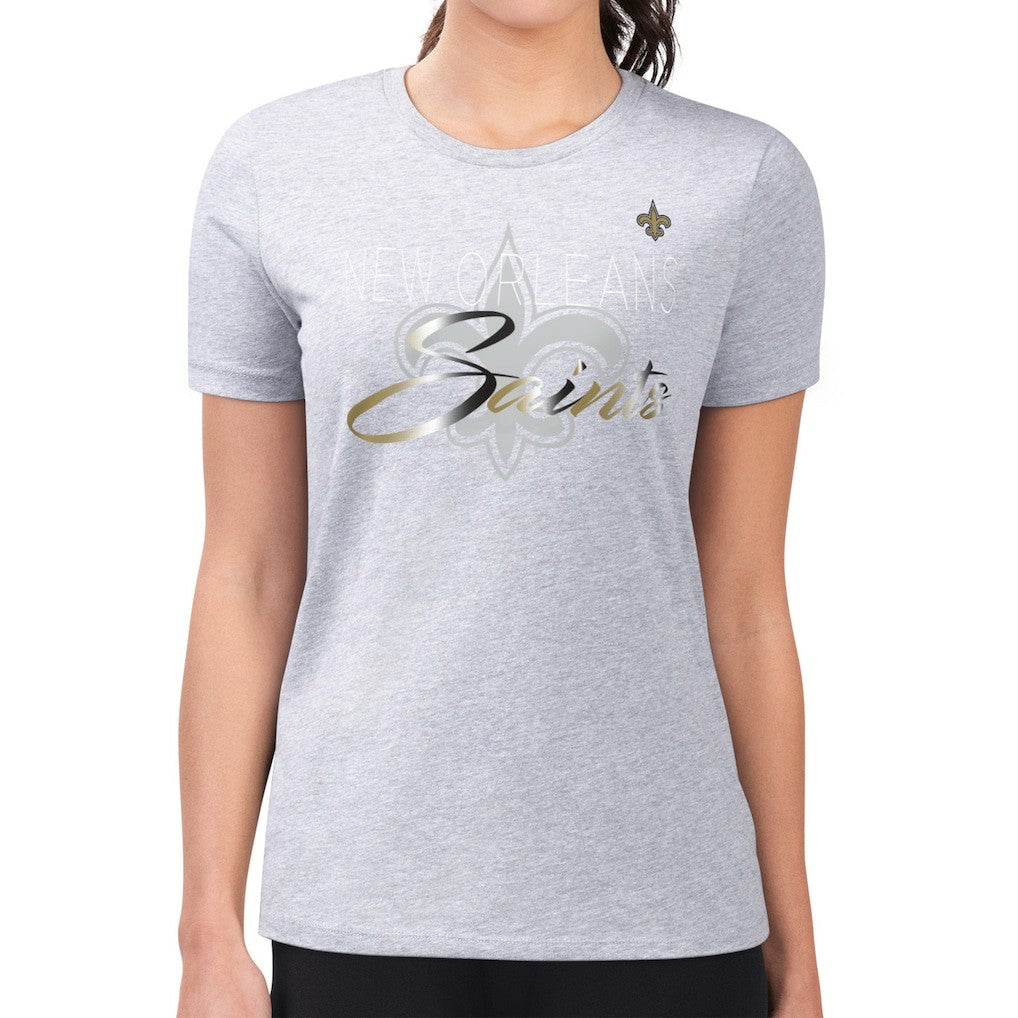New Orleans Saints G-III 4Her by Carl Banks Women's Super-Slim Fit Lightweight Shadow Logo T-Shirt Gray