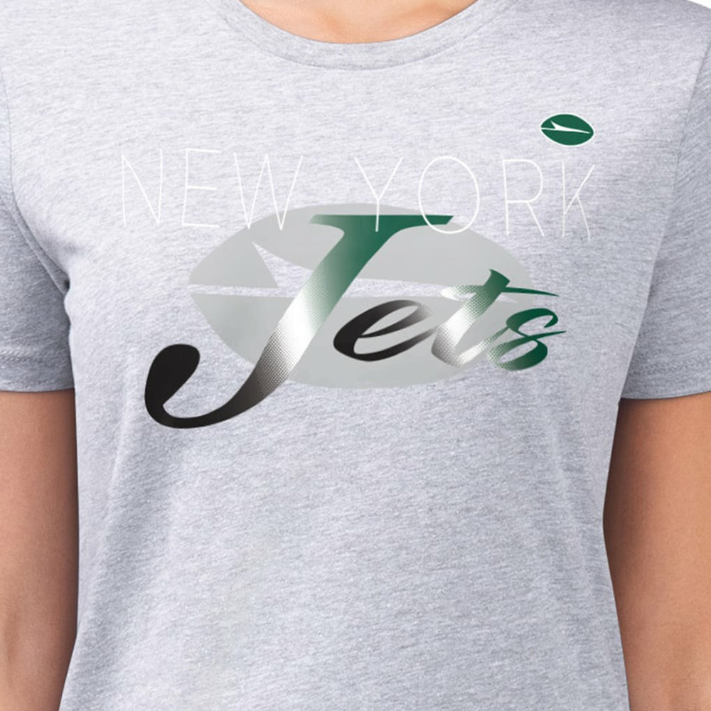 New York Jets G-III 4Her by Carl Banks Women's Super-Slim Fit Lightweight Shadow Logo T-Shirt Gray