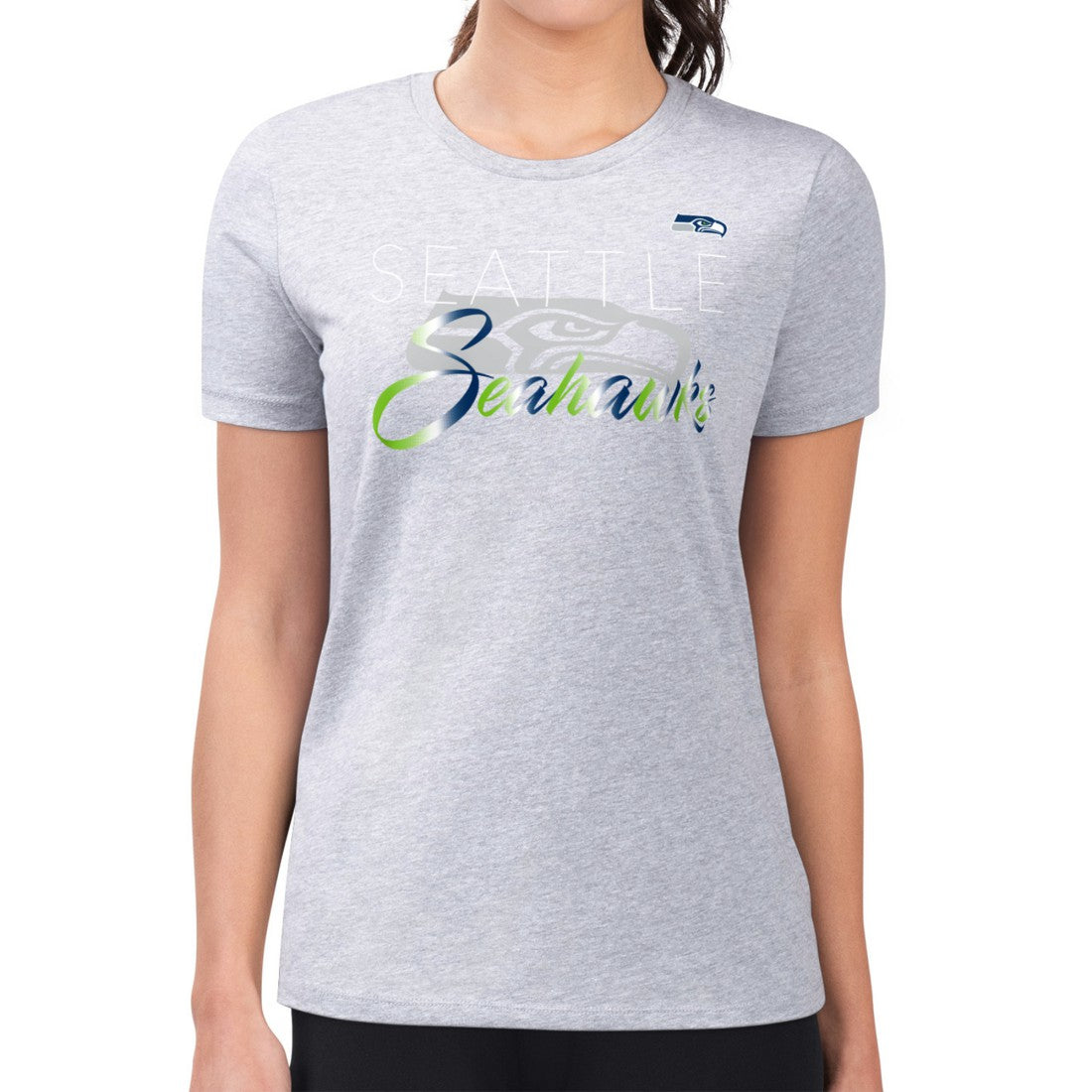 Seattle Seahawks G-III 4Her by Carl Banks Women's Super-Slim Fit Lightweight Shadow Logo T-Shirt Gray