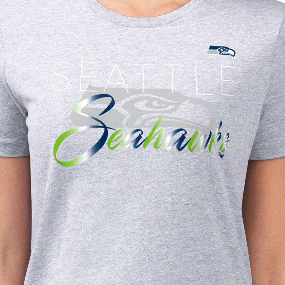 Seattle Seahawks G-III 4Her by Carl Banks Women's Super-Slim Fit Lightweight Shadow Logo T-Shirt Gray
