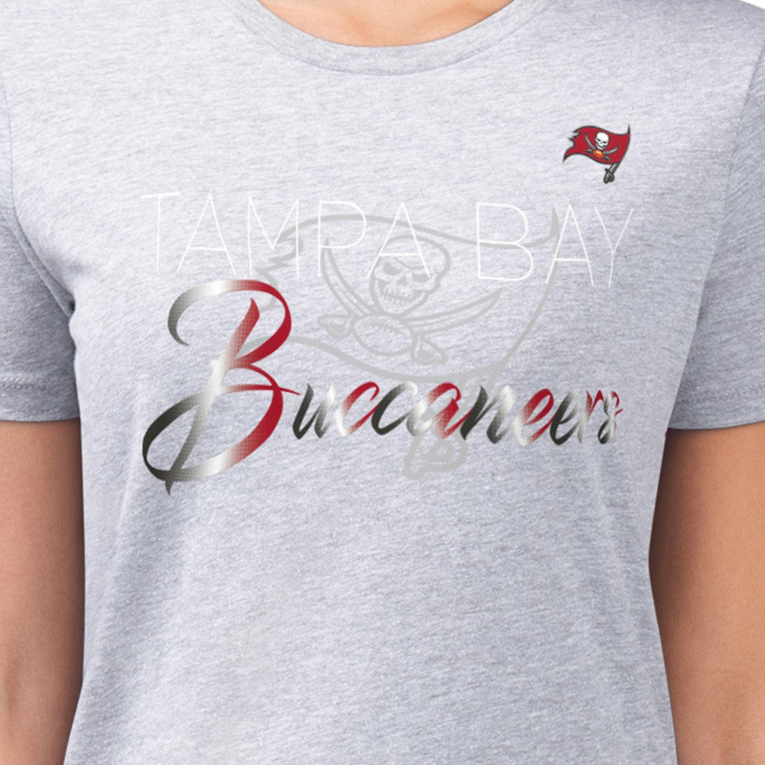 Tampa Bay Buccaneers G-III 4Her by Carl Banks Women's Super-Slim Fit Lightweight Shadow Logo T-Shirt Gray