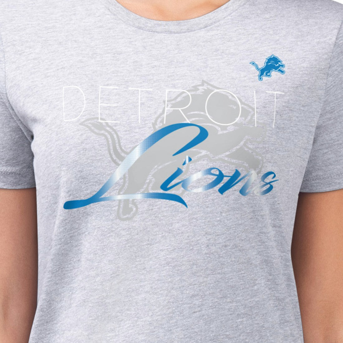 Detroit Lions G-III 4Her by Carl Banks Women's Super-Slim Fit Lightweight Shadow Logo T-Shirt Gray