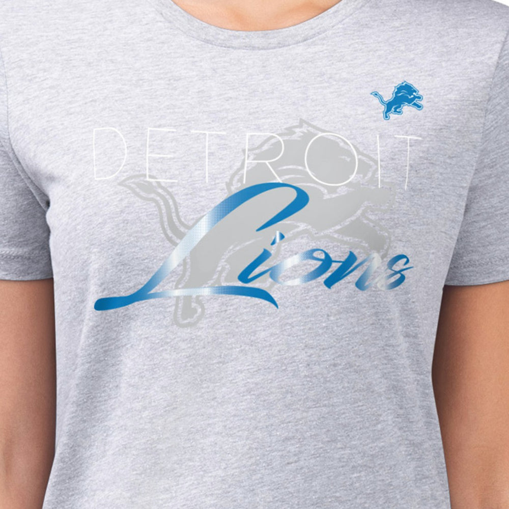 Detroit Lions G-III 4Her by Carl Banks Women's Super-Slim Fit Lightweight Shadow Logo T-Shirt Gray