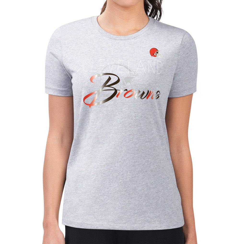 Cleveland Browns G-III 4Her by Carl Banks Women's Super-Slim Fit Lightweight Shadow Logo T-Shirt Gray