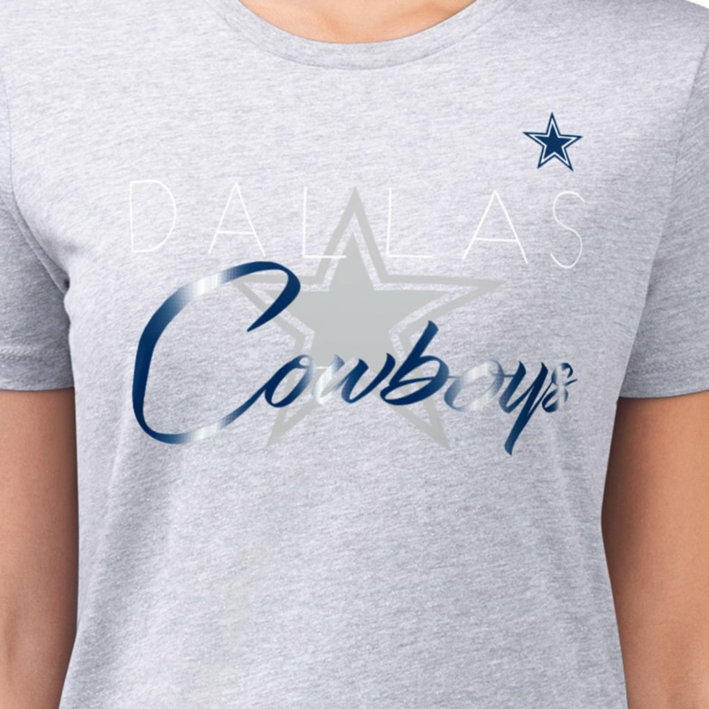 Dallas Cowboys G-III 4Her by Carl Banks Women's Super-Slim Fit Lightweight Shadow Logo T-Shirt Gray