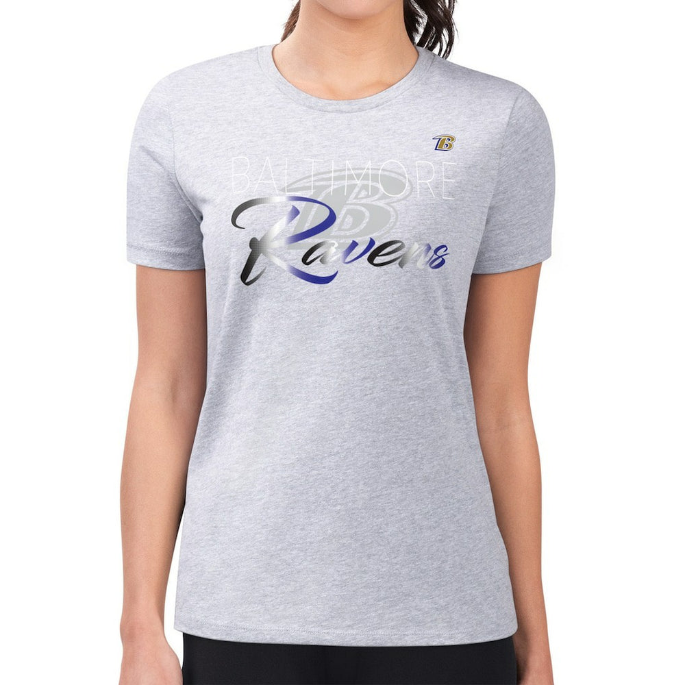 Baltimore Ravens G-III 4Her by Carl Banks Women's Super-Slim Fit Lightweight Shadow Logo T-Shirt Gray