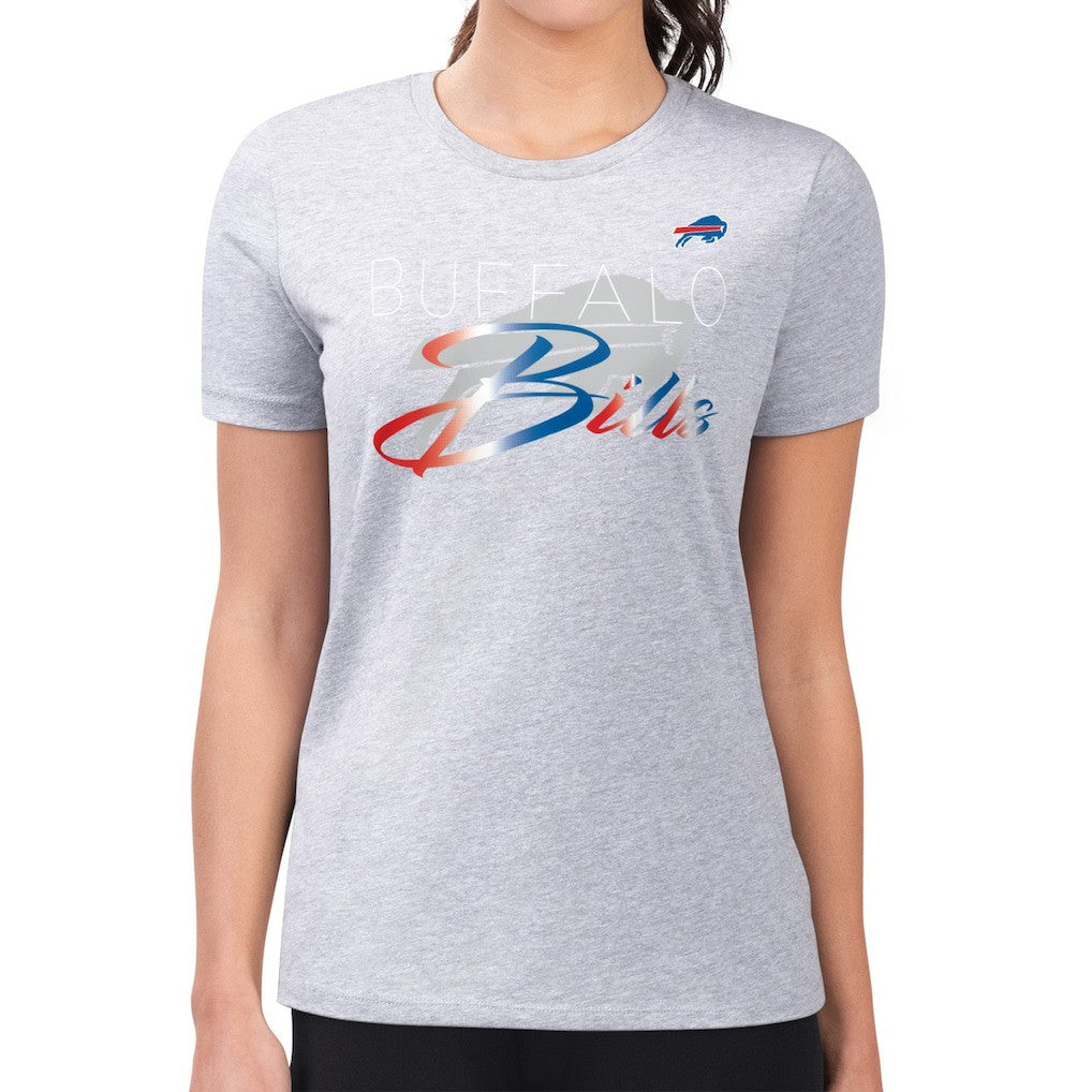 Buffalo Bills G-III 4Her by Carl Banks Women's Super-Slim Fit Lightweight Shadow Logo T-Shirt Gray