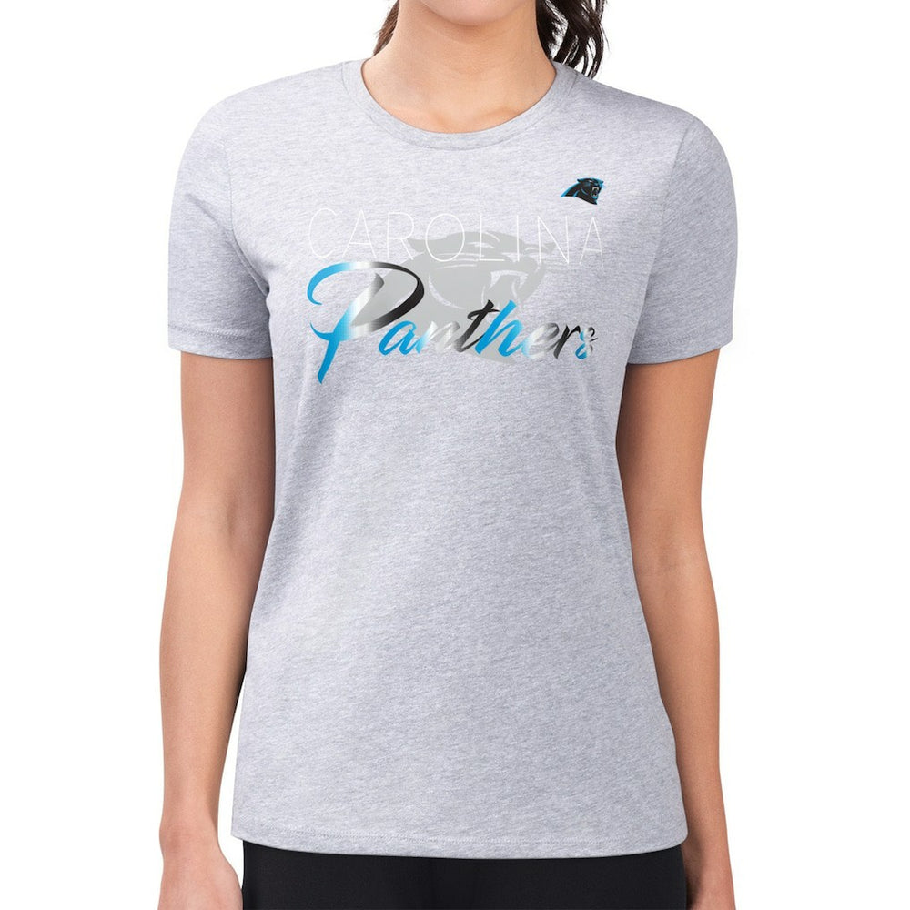 Carolina Panthers G-III 4Her by Carl Banks Women's Super-Slim Fit Lightweight Shadow Logo T-Shirt Gray