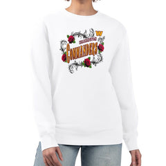 Washington Commanders G-III 4Her by Carl Banks Women's Roses Fleece Tri-Blend Pullover Sweatshirt White