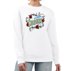 Los Angeles Chargers G-III 4Her by Carl Banks Women's Roses Fleece Tri-Blend Pullover Sweatshirt White