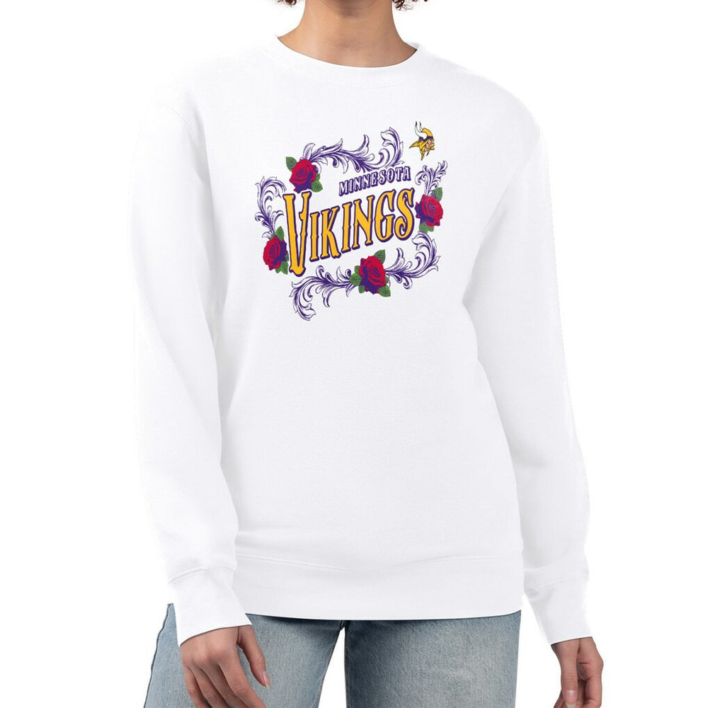 Minnesota Vikings G-III 4Her by Carl Banks Women's Roses Fleece Tri-Blend Pullover Sweatshirt White