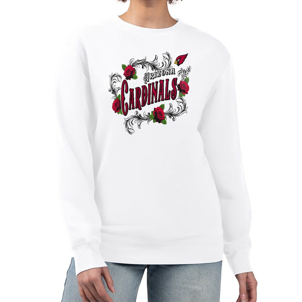 Arizona Cardinals G-III 4Her by Carl Banks Women's Roses Fleece Tri-Blend Pullover Sweatshirt White