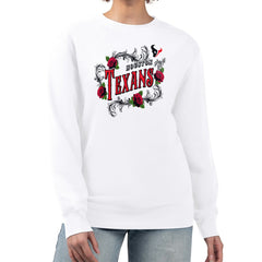 Houston Texans G-III 4Her by Carl Banks Women's Roses Fleece Tri-Blend Pullover Sweatshirt White