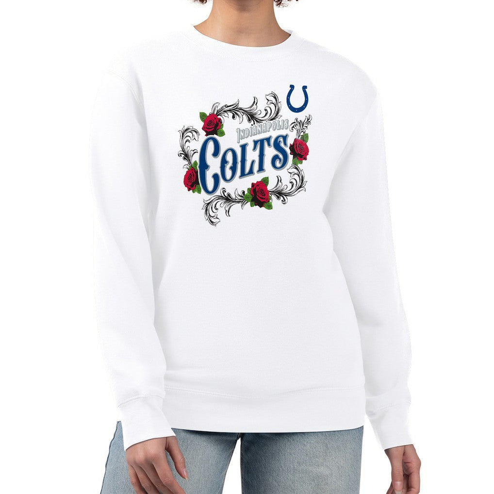 Indianapolis Colts G-III 4Her by Carl Banks Women's Roses Fleece Tri-Blend Pullover Sweatshirt White