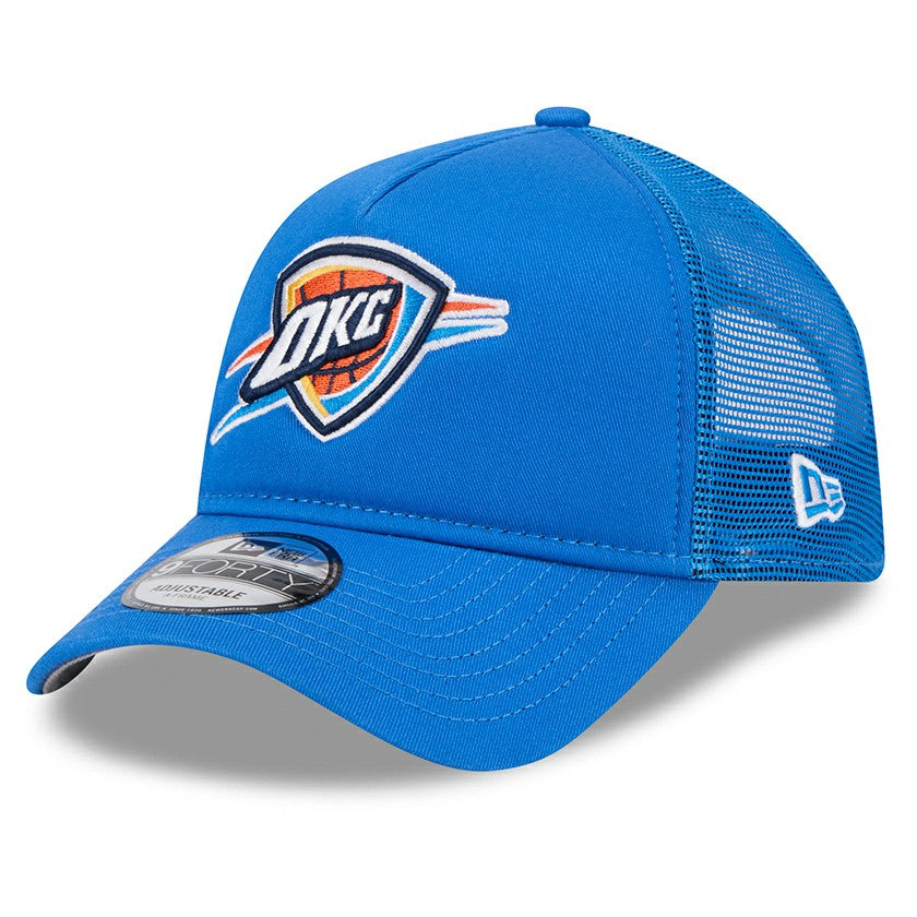 Oklahoma City Thunder Core Logo Foam Front A-Frame 9FORTY Adjustable Trucker Hat Blue