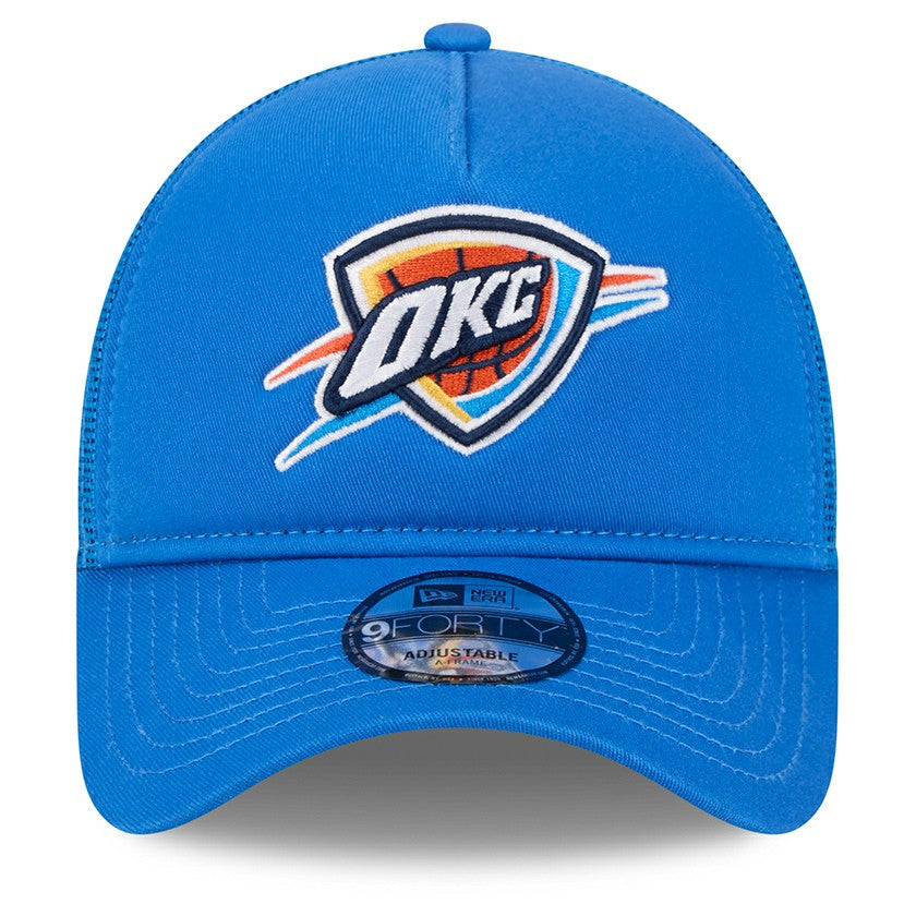 Oklahoma City Thunder Core Logo Foam Front A-Frame 9FORTY Adjustable Trucker Hat Blue