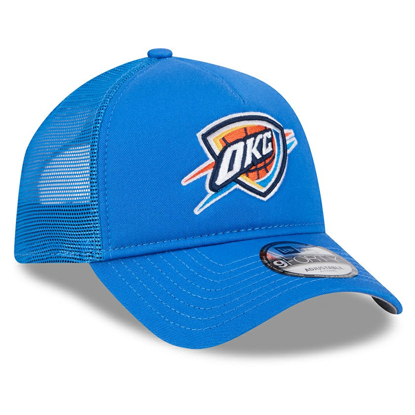 Oklahoma City Thunder Core Logo Foam Front A-Frame 9FORTY Adjustable Trucker Hat Blue