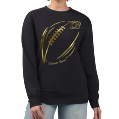 Baltimore Ravens G-III 4Her by Carl Banks Women's Metallic Print Football Sketch Fleece Crewneck Sweatshirt Black