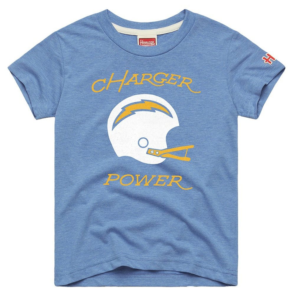 Los Angeles Chargers Homage Youth Charger Power Tri-Blend T-Shirt Powder Blue