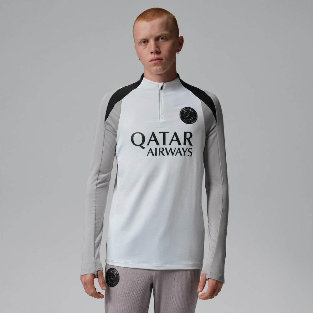 Paris Saint-Germain Jordan Brand Men's Strike Drill Quarter-Zip Long Sleeve Dri-FIT Top White